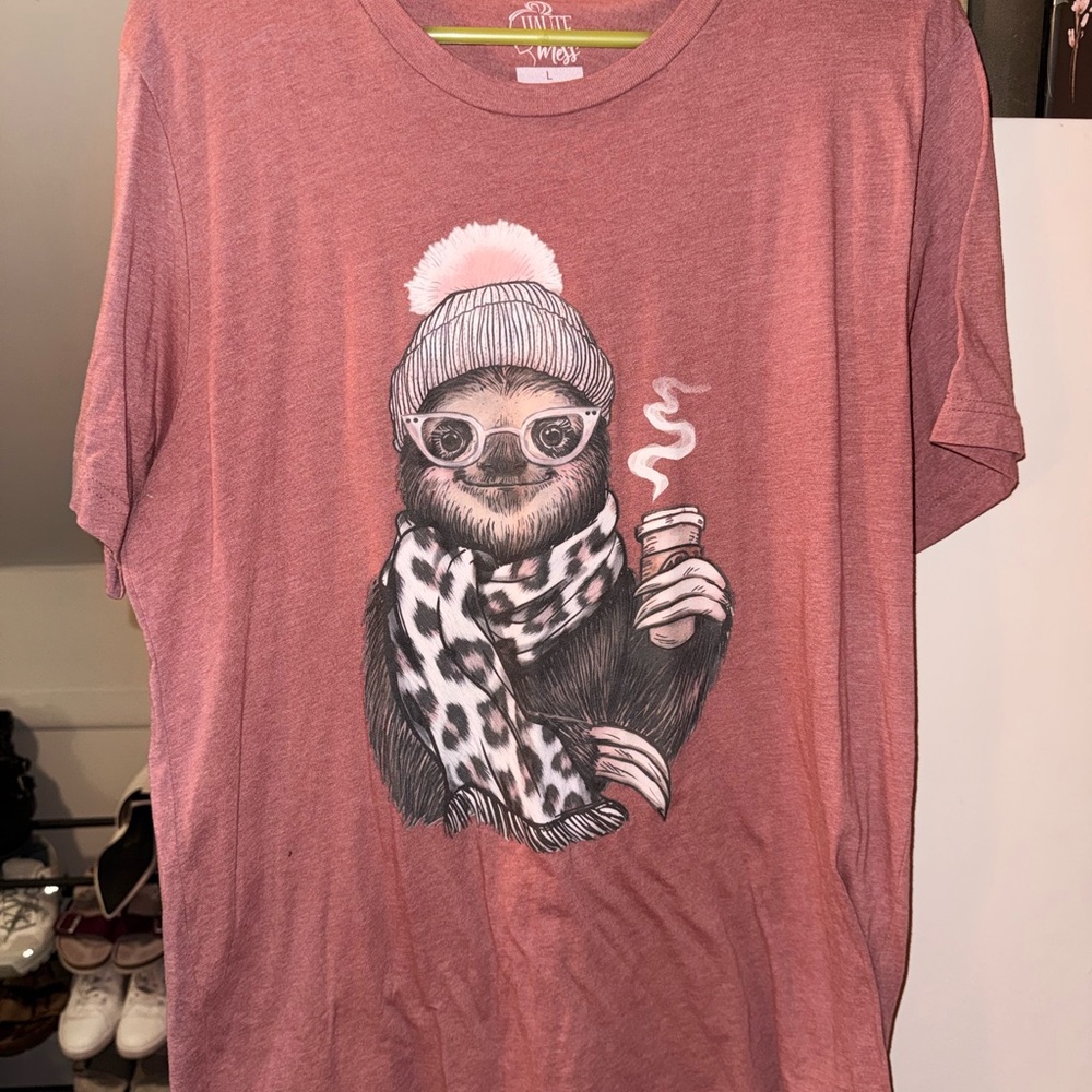 Pink Sloth Graphic T-Shirt